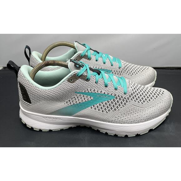 BROOKS REVEL Grey Aqua Green Running Race Shoes Womens Size 10 Fast Ship - Picture 7 of 12